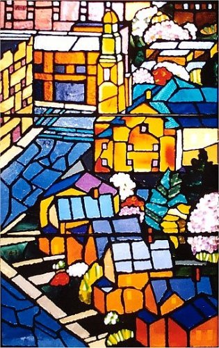 'Spring' Faceted Glass Panel